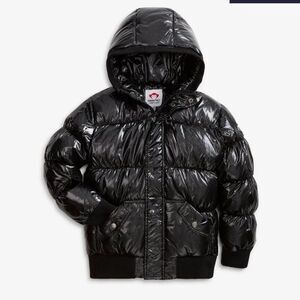 Appaman Girls Puffy Coat in Black Glitter Size 12 Down Filled Winter Jacket